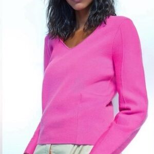 Maeve by Anthropologie XS pink lupita vneck knit sweater